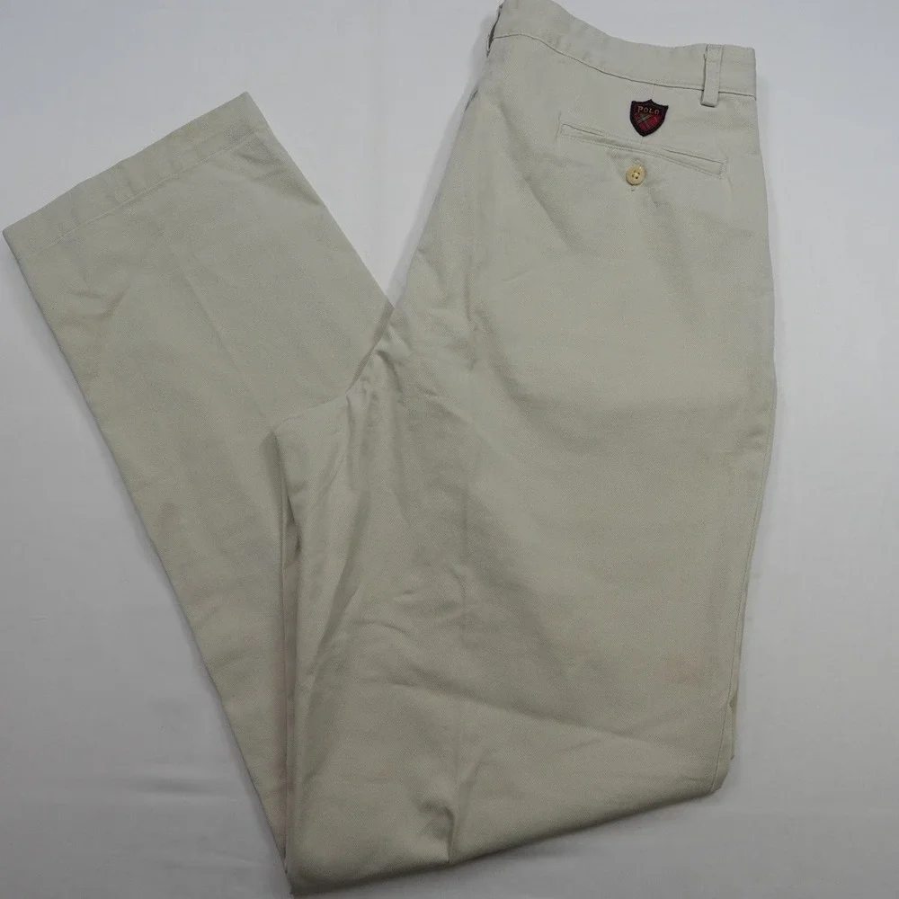 Polo Ralph Lauren Classic fit pants chino golf 33x34 khaki vintage Made in USA